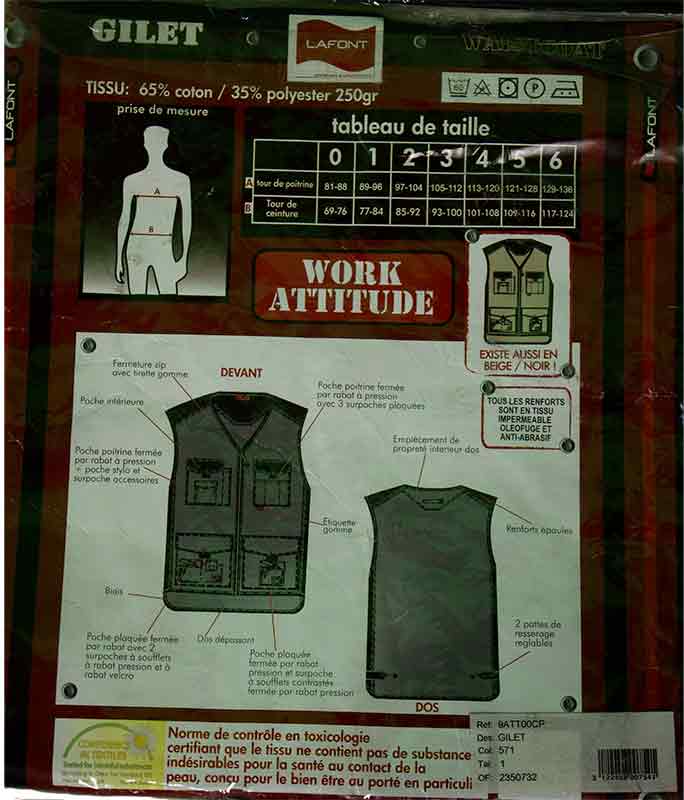 Gilet de travail beige/noir T. 5 56/58 de LAFONT – Image 4
