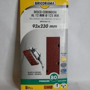 8 Patins ponceuse perforé type B 93 x 230mm bois, métal grain 80 BRICORAMA