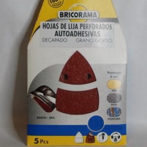 5 Patins ponceuse perforés velcro 105x175mm. grain 120 BRICORAMA