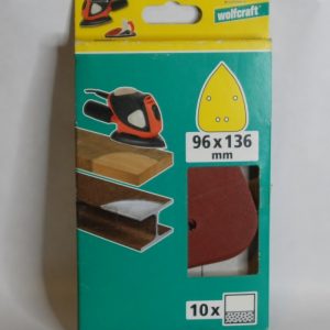 6 Patins ponceuse auto-agrippant perforés 96x136mm. grain 80/120/240 WOLFCRAFT