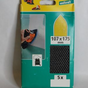 5 Patins velcro à maille ponceuse 107 x 175mm plâtre grain 80/120/220 WOLFCRAFT