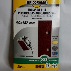 5 Patins velcro perforé ponceuse 90 x 187mm bois, métal grain 120 BRICORAMA