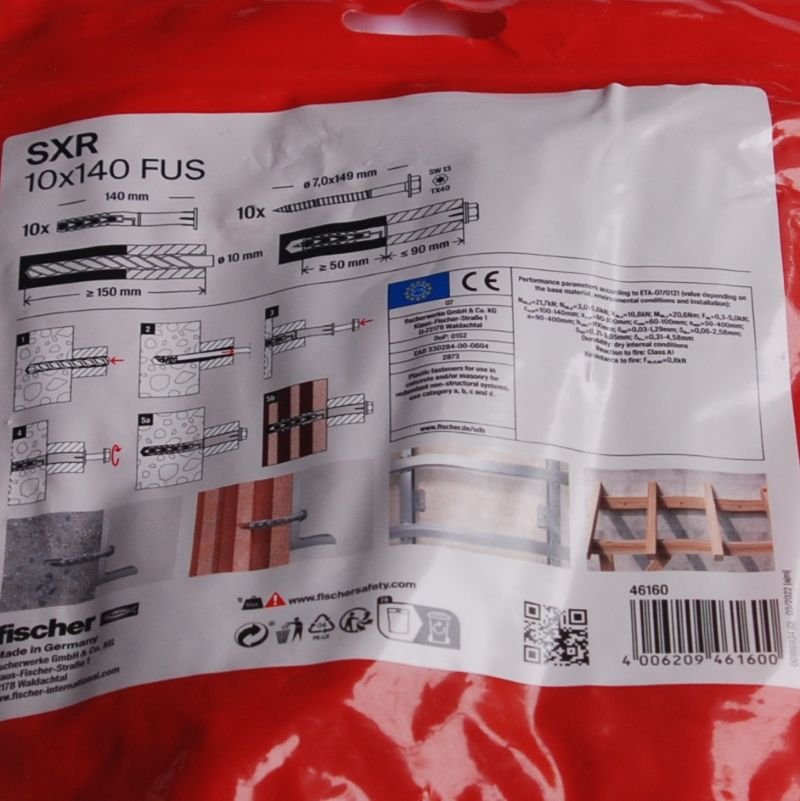 10 Fixations pour ossatures et cadres SXR 10 x 140 FUS /10B avec vis à tête hexagonale Ref. 46160 FISCHER DAREX – Image 3