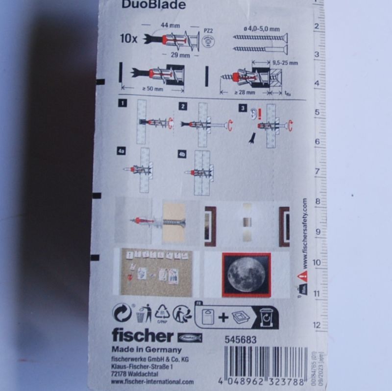 10 Chevilles autoforeuse pour plaques de carton plâtre DuoBlade K NV FISCHER ref. 545683 – Image 3