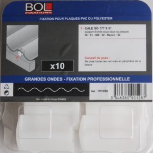 10 Cales pour plaques PVC ou Polyester Grandes ondes Ref. 701056 BOL-FIXATIONS