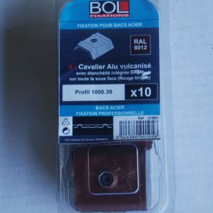 10 Cavaliers Alu vulcanisé pour Bacs Acier 1000.39. RAL: 8012 Ref. 57861 BOL-FIXATIONS