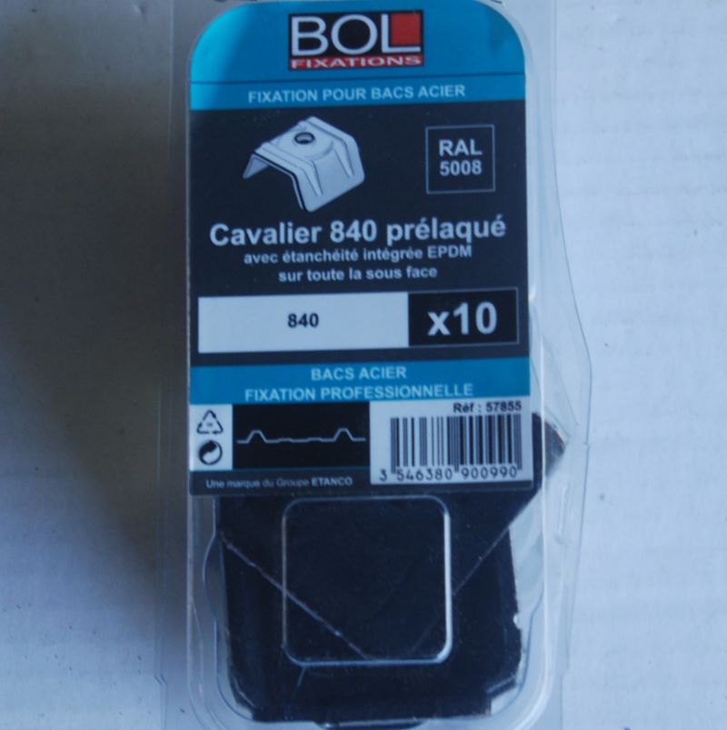 10 Cavaliers Alu vulcanisé pour Bacs Acier 840 RAL: 5008 Ref. 57855 BOL-FIXATIONS – Image 2