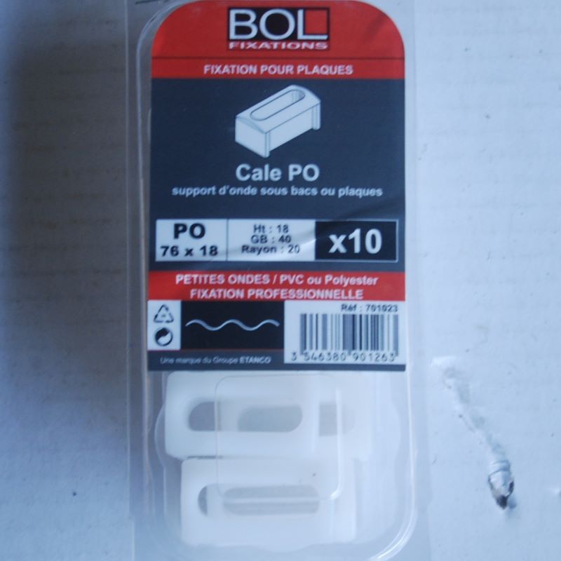 10 Cales pour plaques PVC ou Polyester Petites ondes Ref. 701023 BOL-FIXATIONS – Image 2
