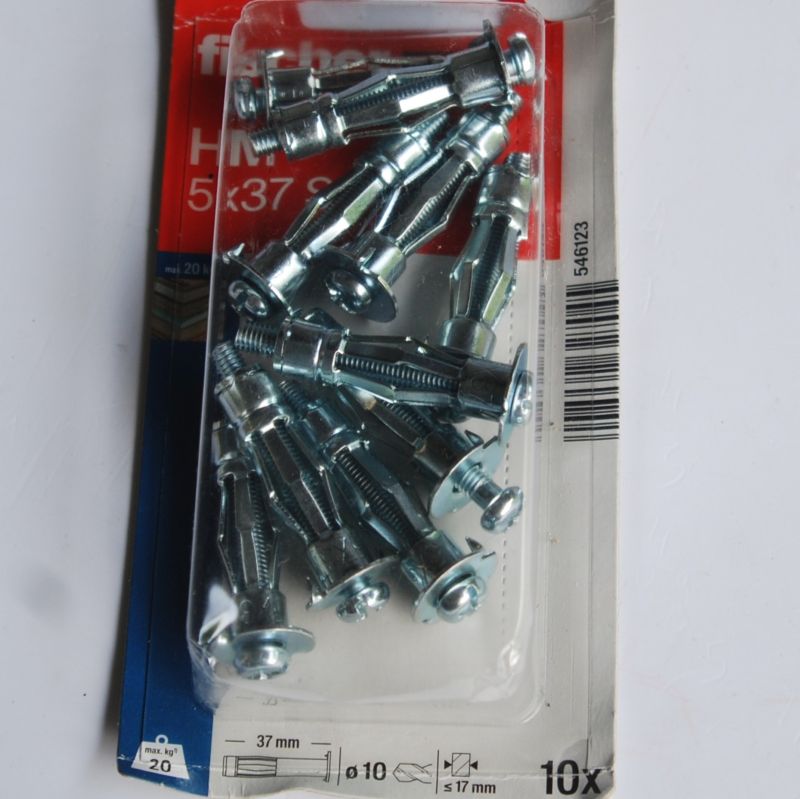 10 Chevilles métalliques à expansion HM 5×37 avec vis M5 Ref. 546123 FISCHER