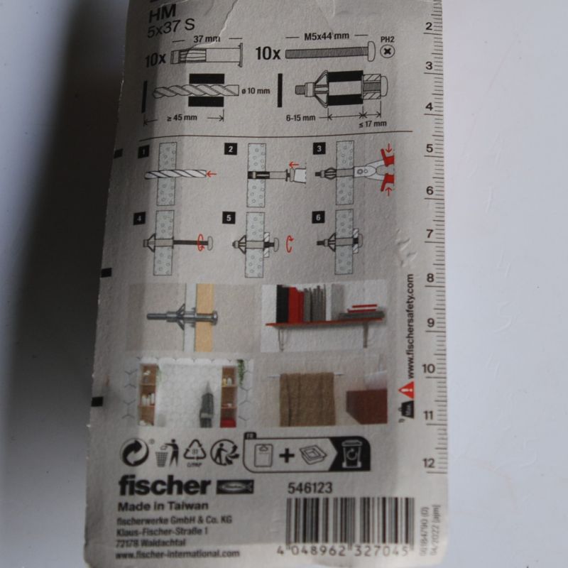 10 Chevilles métalliques à expansion HM 5×37 avec vis M5 Ref. 546123 FISCHER – Image 3
