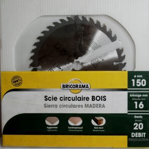 Lame Scie Circulaire BRICORAMA D.150mm Alesage 16mm 20 Dents