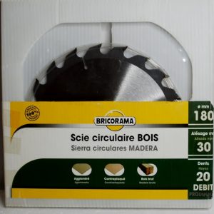 Lame Scie Circulaire BRICORAMA D.180mm Alesage 30mm 20 Dents