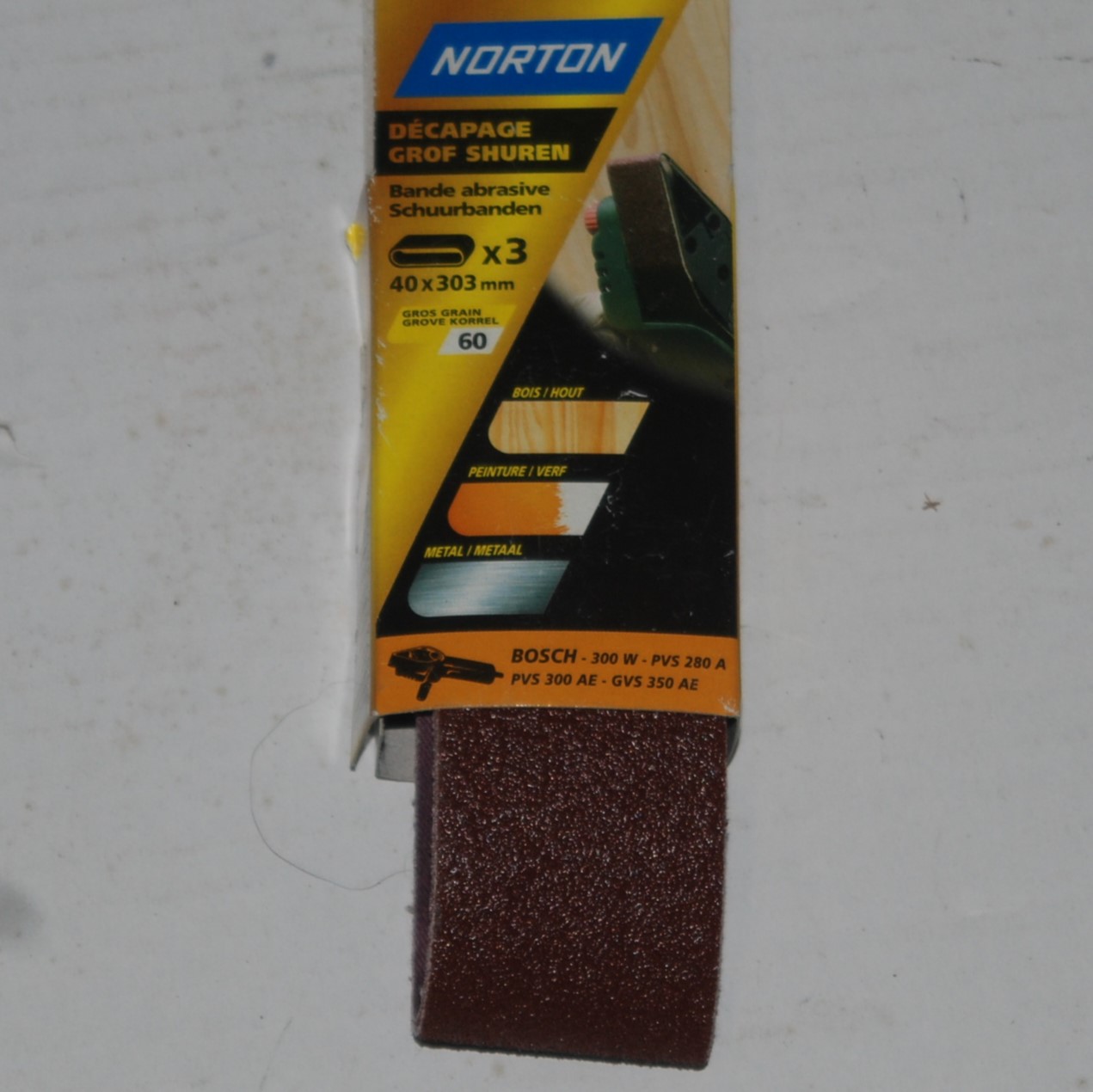 3 Bandes abrasive 40 x 303mm grain 60 NORTON