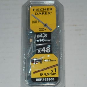 1 boite de 48 rivets aveugles 4,8mm x 16mm Acier avec 1 foret FICHER DAREX