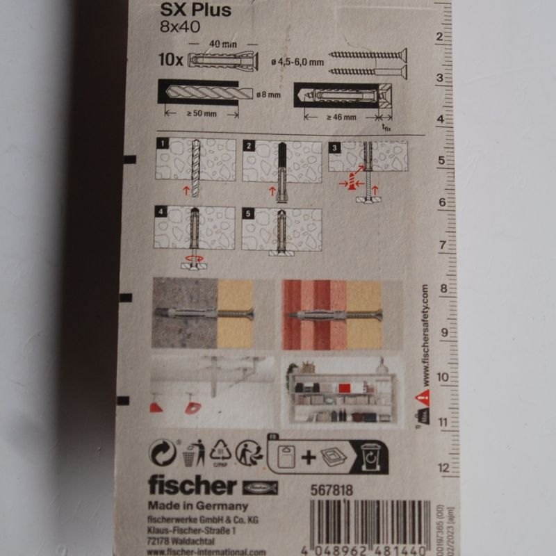 10 Chevilles à expansion en nylon SX plus 8 x 40 FISCHER ref. 567818 – Image 3