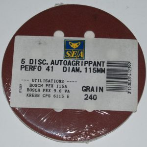 5 Disques auto-agrippant perforé 8 trous D.115 grain 240 SEA