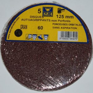 5 Disques auto-agrippant non perforé D.125 grain 60 SEA