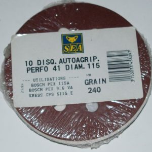 10 Disques auto-agrippant perforé 8 trous D.115 grain 240 SEA
