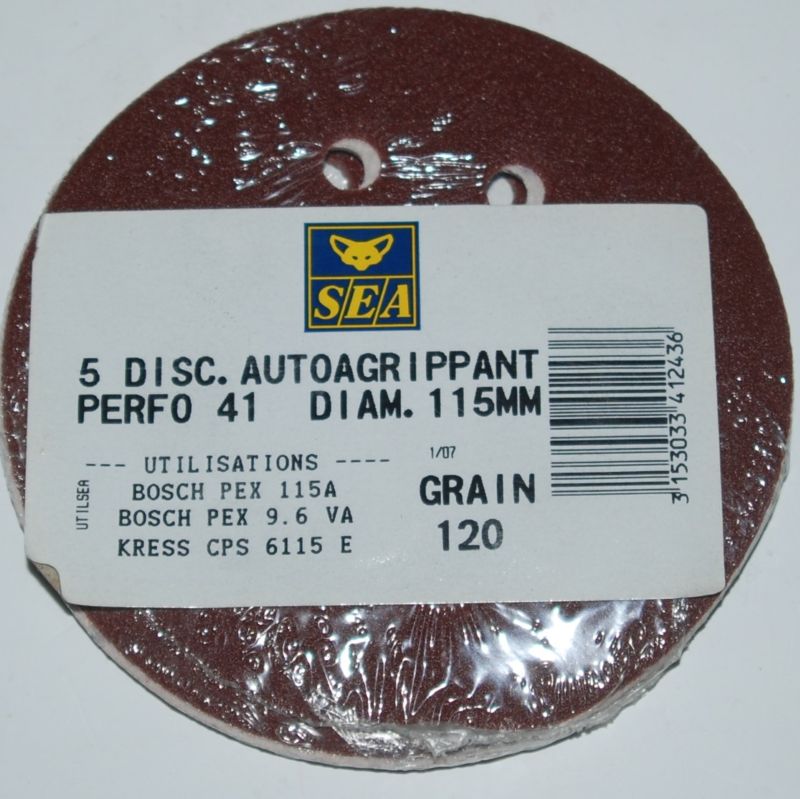 5 Disques auto-agrippant perforé 8 trous D.115 grain 120 SEA – Image 2