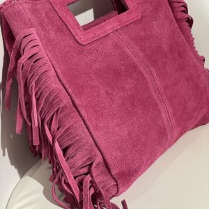 Sac à franges Daim Fuchsia