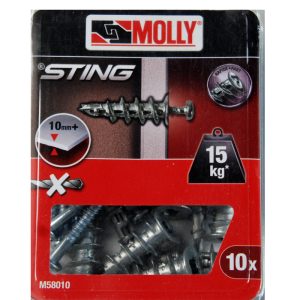 10 Chevilles autoforeuses avec vis STING MOLLY Ref. M58010-XJ