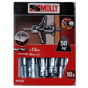 10 Chevilles métalliques à expansion 13 x 75mm. avec vis M5 Ref. 16206 MOLLY