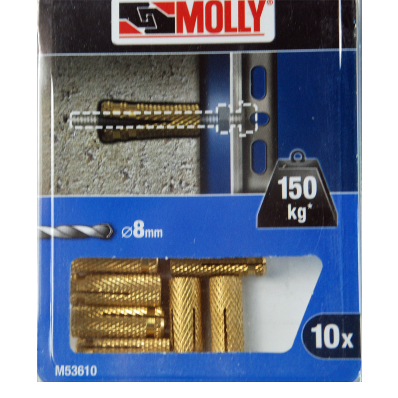 10 Chevilles femelles laiton M6 x 24 mm pour matériaux plein ref. M53610-XJ MOLLY – Image 2