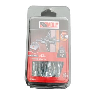 16 Chevilles métalliques 13 x 34mm. avec vis M6 MOLLY Ref. M18010-XJ