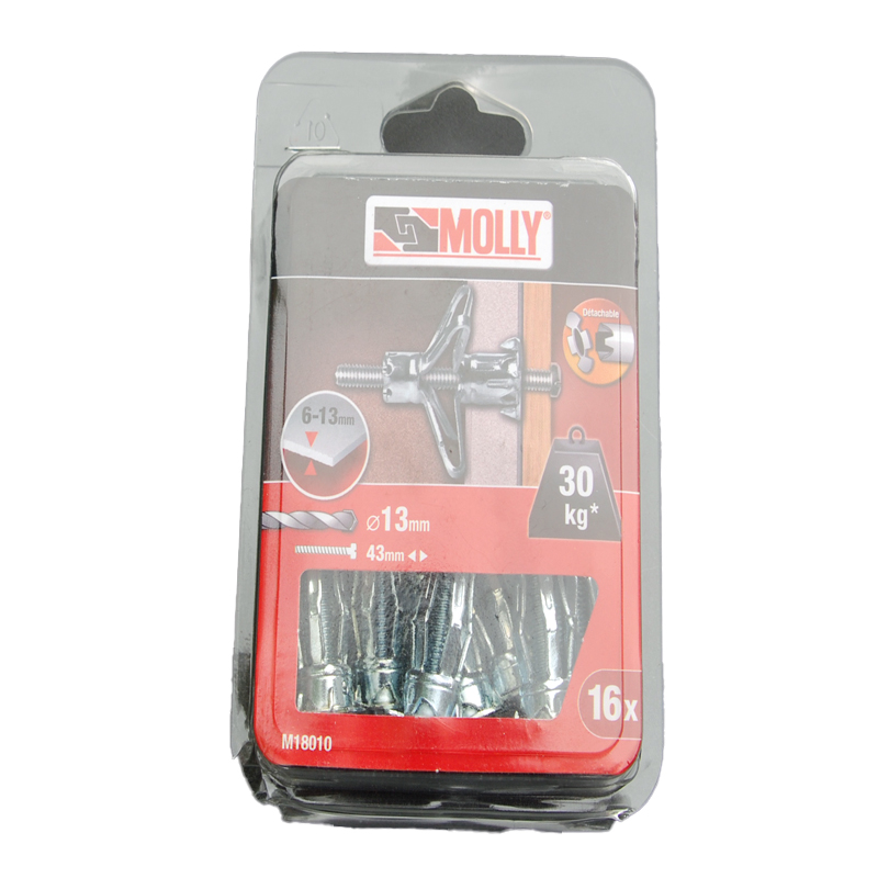 16 Chevilles métalliques 13 x 34mm. avec vis M6 MOLLY Ref. M18010-XJ – Image 2