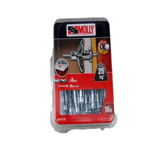 16 Chevilles métalliques 8 x 33mm. avec vis M4 MOLLY Ref. M14110-XJ