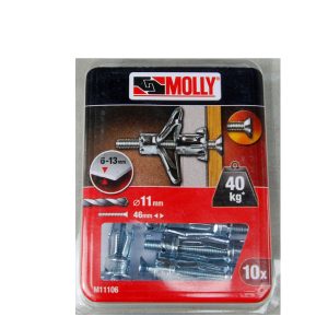 10 Chevilles métalliques à expansion 11 x 36mm. avec vis M5 Ref. 11106 MOLLY