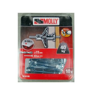 10 Chevilles métalliques à expansion 11 x 50mm. avec vis M5 Ref. 16106 MOLLY