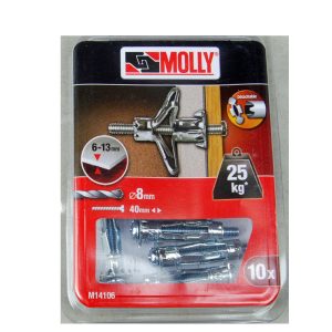 10 Chevilles métalliques à expansion 8 x 33mm. avec vis M4 Ref. 14106 MOLLY