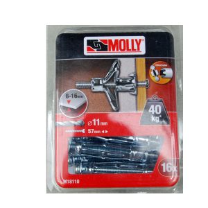 16 Chevilles métalliques à expansion 11 x 50mm. avec vis M6 Ref. 18110 MOLLY