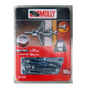 10 Chevilles métalliques à expansion 11 x 50mm. avec vis M5 Ref. 11206 MOLLY