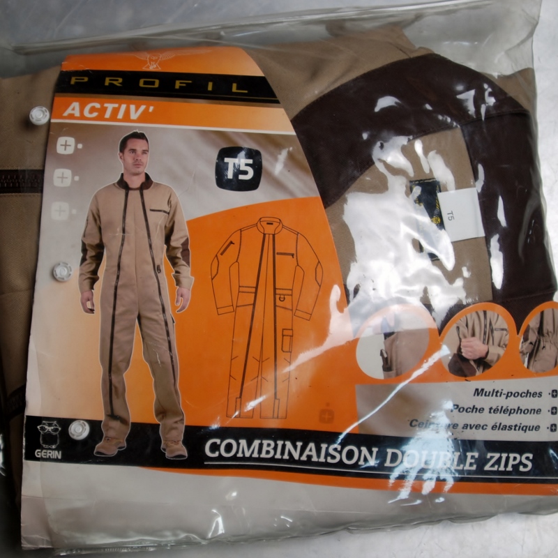 Combinaison de travail beige double fermetures à glissière T. 5 de GERIN