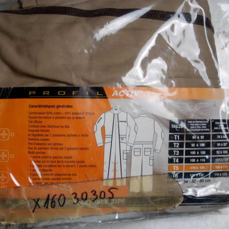 Combinaison de travail beige double fermetures à glissière T. 5 de GERIN – Image 3