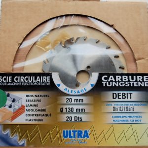 Lame Scie Circulaire D.130mm Alésage 20mm 20 Dents ULTRA