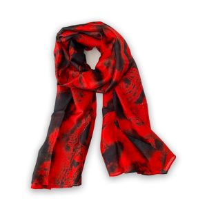 Red and black silk scarf Barcelone
