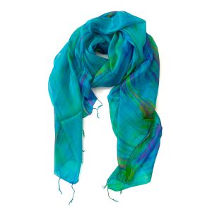 Blue and green silk scarf Bamburgh