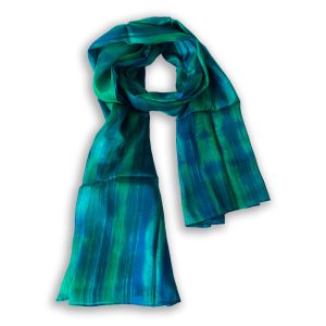 Blue and green silk scarf Bayeux