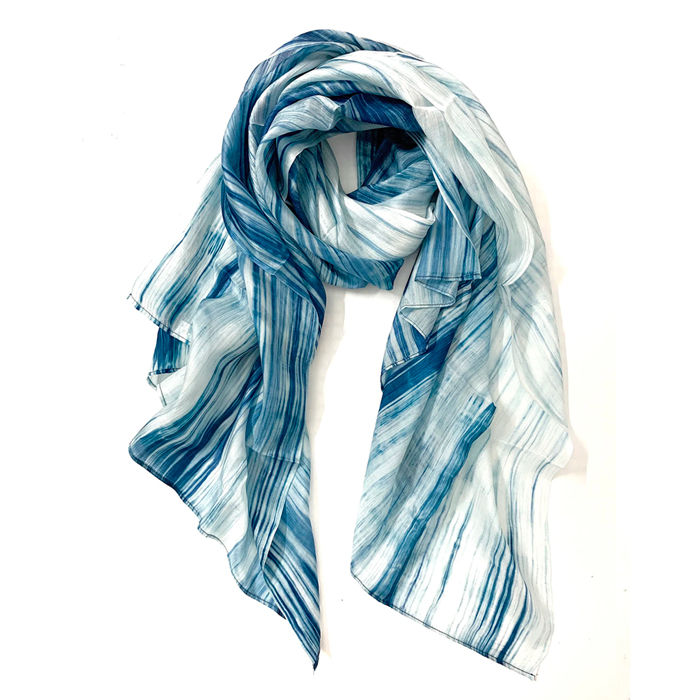 Blue and white silk scarf Hofn