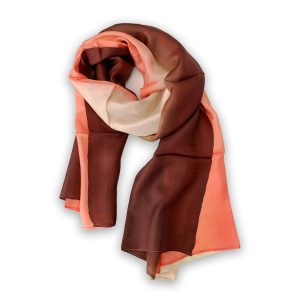Brown, white and orange silk scarf Monsaraz