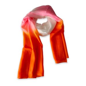 Orange, white and pink silk scarf Valongo