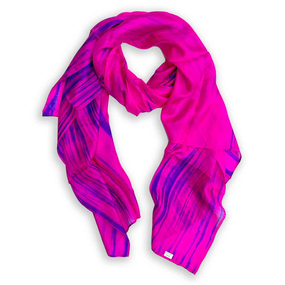 Pink and blue silk scarf Evora – Image 2