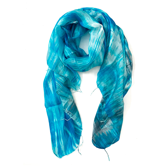 Blue and grey silk scarf San Francisco – Image 2