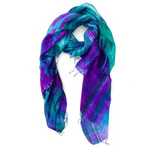 Purple and Green Silk Scarf Thais