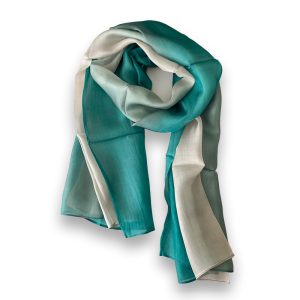 Green and grey silk scarf Tilly
