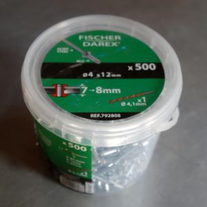 1 boite de 500 rivets 4mm x 12mm FISCHER DAREX